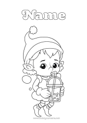 Free colouring Christmas Elves Elf colouring pages Drink Bubble tea