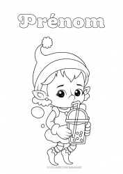 Coloriage gratuit Lutins de Noël Coloriages lutins Boisson Bubble tea