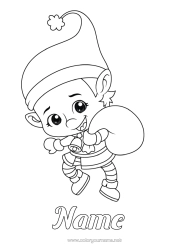 Free colouring Christmas Elves Elf colouring pages