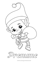 Desen liber de colorat Moșneguții de Crăciun Desene de colorat cu spiriduși