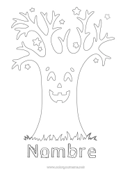 Dibujo libre Halloween Árbol Dibujos fáciles para colorear