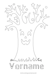 Kostenlose Malvorlage Halloween Baum Einfache Ausmalbilder