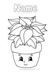 Free colouring Cute Poinsettia