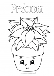 Coloriage gratuit Kawaii Poinsettia