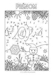 Coloriage gratuit Bonhomme de neige Chiffre Activités enfants Points à relier 2024