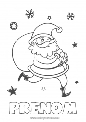 Coloriage gratuit Père Noël Noël Hotte