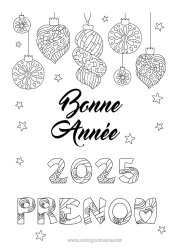 Coloriage à personnaliser Bonne année Message 