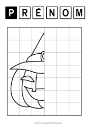 Dessin gratuit Citrouille Jack O'Lantern Activités enfants Chapeau Symétrie Dessin par quadrillage