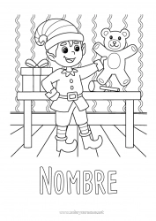 Colorear gratis Elfos de navidad Dibujos de Elfos para colorear Niñera Juegos y juguetes El Taller de Papá Noel Peluche