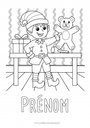 Dessin gratuit Lutins de Noël Coloriages lutins Nounou Jeux et jouets Atelier du Père Noël Peluche