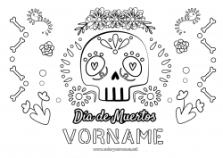 Kostenlose Zeichnung Blumen Schädel Día de los Muertos Calaveras, Schädel