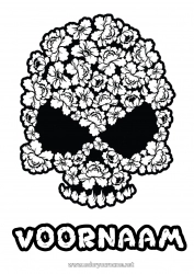 Gratis tekening Bloemen Schedel Dia de los Muertos Calaveras, schedels