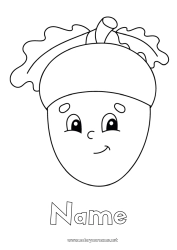 Free coloring Kawaii Acorn Oak
