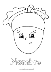Colorear gratis Kawaii Bellota Roble