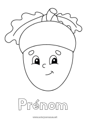 Coloriage gratuit Kawaii Gland Chêne