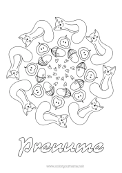 Pagină de colorat personalizată Pisica neagră Mandala Fructe Pere Gland
