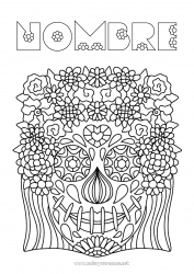 Dibujo libre Flores Día de los Muertos Dibujos complejos para colorear Catrina Calaveras