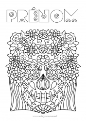 Coloriage à personnaliser Fleurs Día de los Muertos Coloriages complexes Catrina Calaveras, têtes de mort