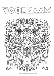 Gratis tekening Bloemen Dia de los Muertos Complex Kleurplaten Catrina Calaveras, schedels