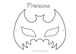 Pagină de colorat gratuită Liliac Mască Halloween Erou Păsări și mamifere zburătoare