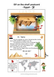 Colouring to customise Egypt Mischievous Elf's Journey Postcard Postcard Of A Single Elf A Single Mischievous Elf