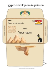 Gratis tekening Envelop Egypte Afdrukbare enveloppen Kerstelfreis Envelop voor kerstelfpost Farao Geschiedenis