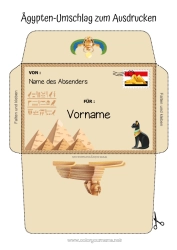 Kostenlose Malvorlage Umschlag Ägypten Bedruckbare Umschläge Reise des Weihnachtselfen Umschlag für den Weihnachtswichtel-Post Pharao Geschichte