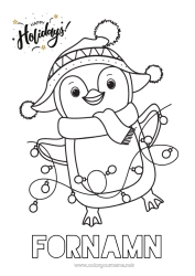 Gratis teckning Söt Vinter Jul Pingvin, Pinguin Julgirland Fåglar och flygande däggdjur