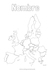 Colorear para personalizar Geografía Mapa del mundo Viaje del duende navideño Mapa de continentes Alemania Países Bajos