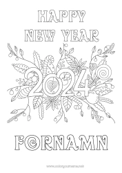 Gratis teckning Blommor Gott nytt år Gottigheter, sötsaker 2024 Meddelande