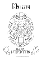 Free colouring Day of the Dead Mexico Calaveras, skulls