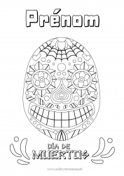 Coloriage gratuit Día de los Muertos Mexique Calaveras, têtes de mort