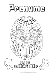 Pagină de colorat gratuită Ziua Morților Mexic Calaveras, capete de mort