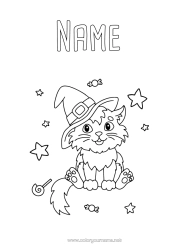 Free colouring Black cat Cat Halloween Dogs and cats