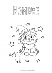 Colorear gratis Gato negro Cat Halloween Perros y gatos