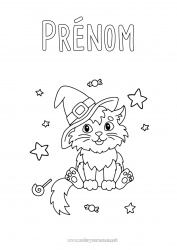 Coloriage gratuit Chat noir Chat Halloween Chiens et chats