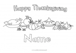 Free coloring Thanksgiving Turkey Farm animals Pie