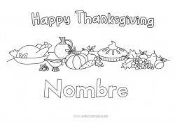 Colorear para personalizar Thanksgiving Turquía Animales de granja Tarta