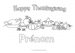 Dessin gratuit Thanksgiving Dindon Animaux de la ferme Tarte