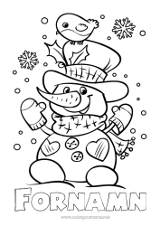 Gratis färgläggning Snö Vinter Snögubbe Jul Fågel Fåglar och flygande däggdjur