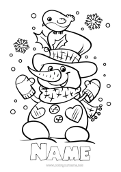 Free colouring Snow Winter Snowman Christmas Bird Birds and flying mammals