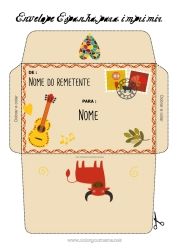 Desenho grátis Envelope Espanha Envelope para imprimir Viagem do Elfo de Natal Envelope para correspondência do elfo de Natal