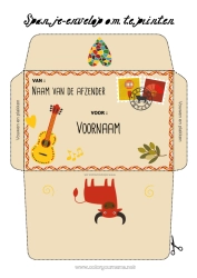 Gratis tekening Envelop Spanje Afdrukbare enveloppen Kerstelfreis Envelop voor kerstelfpost