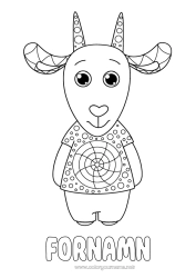 Gratis färgläggning Djur Get. Mellannivå färgläggningar Zentangle Gårdsdjur
