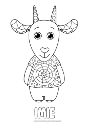 Rysunek za darmo Zwierzę Koza Kolorowanki pośrednie Zentangle Zwierzęta gospodarskie