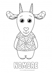 Dibujo libre Animales Cabra Dibujos intermedios para colorear Zentangle Animales de granja