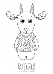 Desenho para personalizar Animal Cabra Colorações Intermediárias Zentangle Animais de fazenda