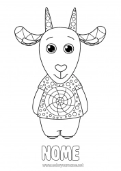 Colorare per personalizzare Animale Capra Disegni intermedi Zentangle Animali da fattoria