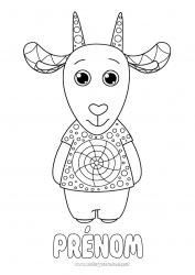 Coloriage gratuit Chèvre Coloriages intermédiaires Zentangle Animaux de la ferme