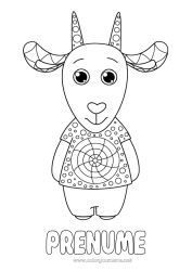 Pagină de colorat personalizată Animal Capră Colorează intermediare Zentangle Animale de fermă